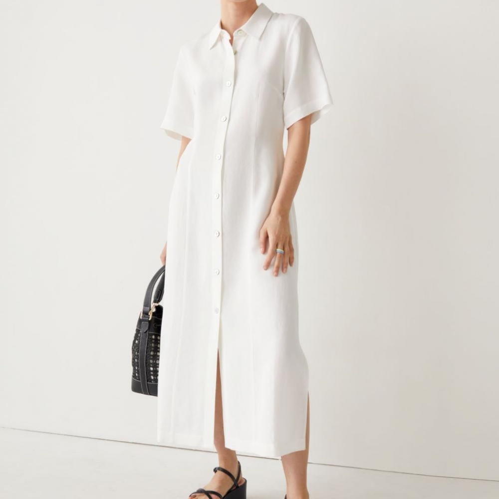 NWT & Other Stories Stockholm Atelier | Shell Button Shirt Midi Dress White - Picture 1 of 10